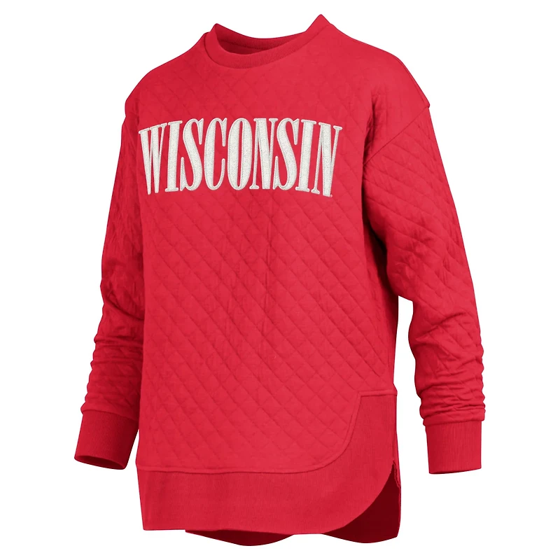 Pressbox Wisconsin Badgers Quilted Long Sleeve Pullover Sweatshirt