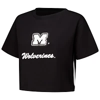 Pro Standard Michigan Wolverines Rhinestone  Pearl Boxy Cropped T-Shirt