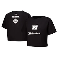 Pro Standard Michigan Wolverines Rhinestone  Pearl Boxy Cropped T-Shirt