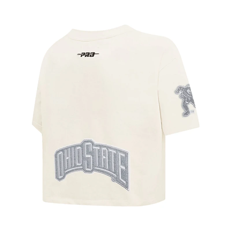 Pro Standard Ohio State Buckeyes Reverse French Terry Boxy Cropped T-Shirt