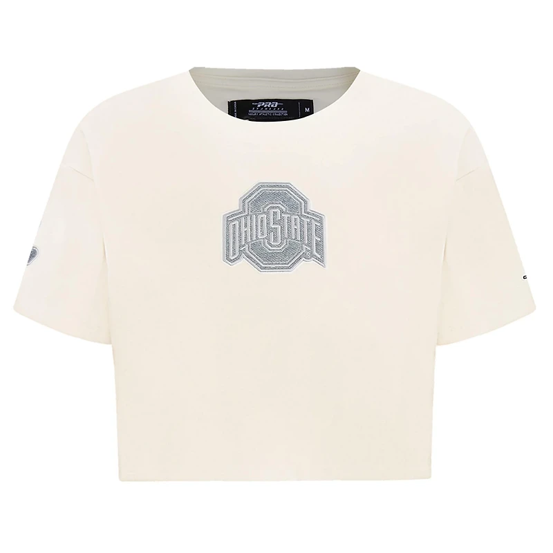 Pro Standard Ohio State Buckeyes Reverse French Terry Boxy Cropped T-Shirt