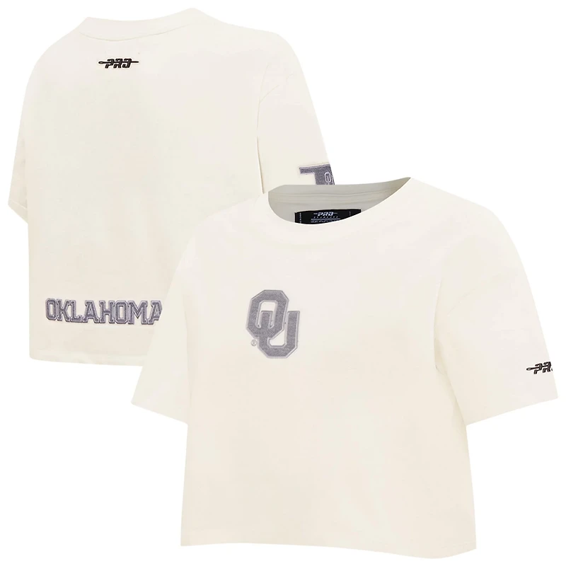 Pro Standard Oklahoma Sooners Reverse French Terry Boxy Cropped T-Shirt
