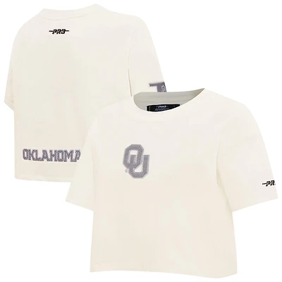 Pro Standard Oklahoma Sooners Reverse French Terry Boxy Cropped T-Shirt