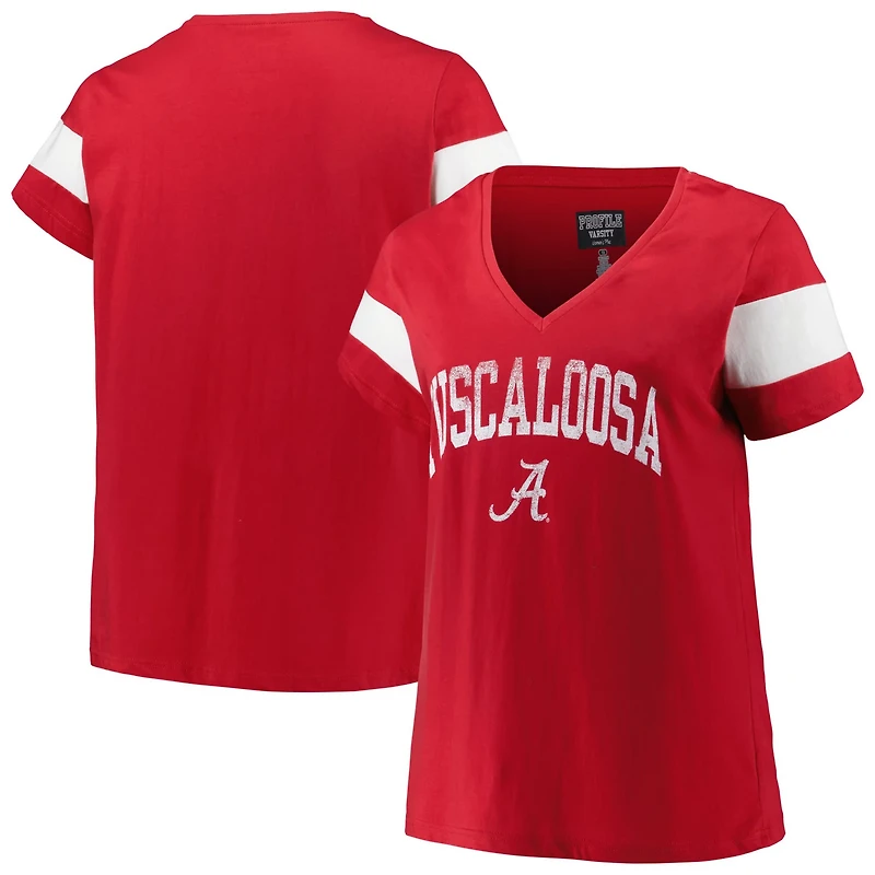 Profile Heather Alabama Tide Plus Arched City Sleeve Stripe V-Neck T-Shirt