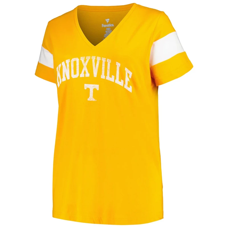 Profile Heather Tennessee Volunteers Plus Arched City Sleeve Stripe V-Neck T-Shirt