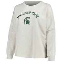 Profile Michigan State Spartans Plus Distressed Arch Over Logo Neutral Boxy Pullover Sweatshirt