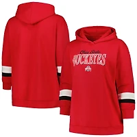 Profile Ohio State Buckeyes Plus Badge Bridge Stripe Pullover Hoodie