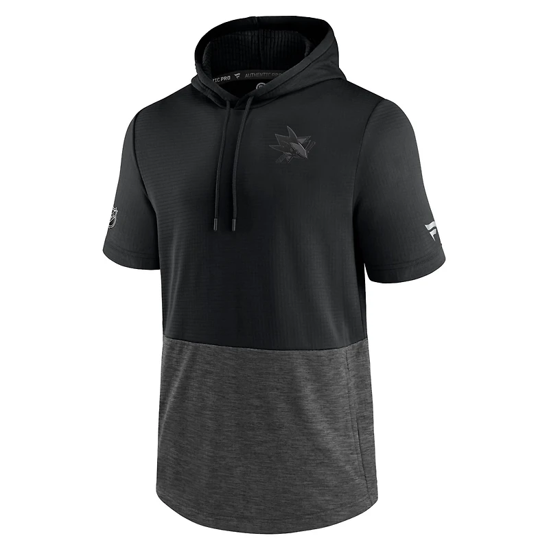 San Jose Sharks Authentic Pro Travel and Training Short Sleeve Pullover Hoodie