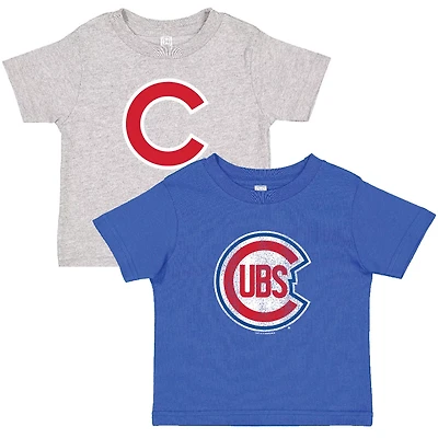 Soft as a Grape Heather Gray Chicago Cubs Cooperstown Collection Two-Pack T-Shirt Set