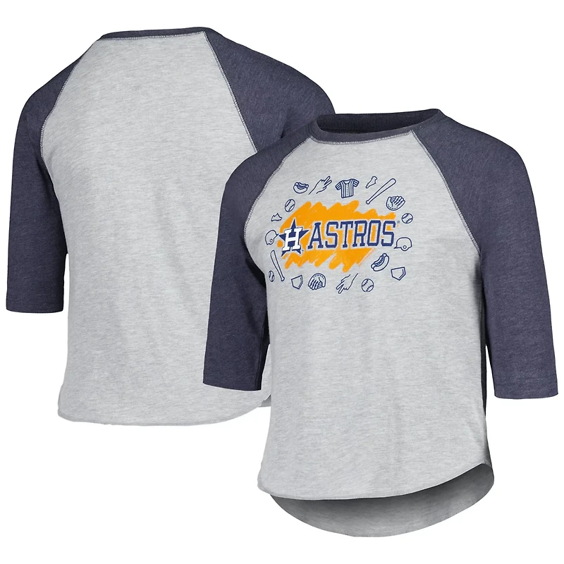 Soft as a Grape Houston Astros Raglan 3 4 Sleeve T-Shirt