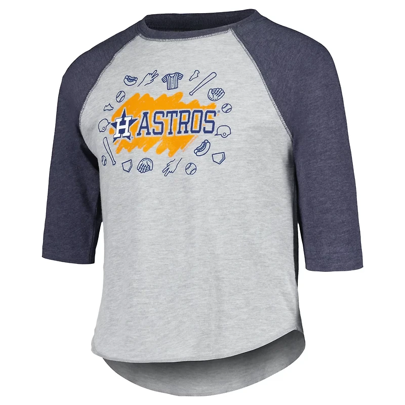 Soft as a Grape Houston Astros Raglan 3 4 Sleeve T-Shirt