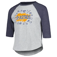 Soft as a Grape Houston Astros Raglan 3 4 Sleeve T-Shirt