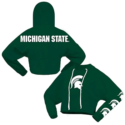 Spirit Jersey Michigan State Spartans Oversized Cropped Pullover Hoodie