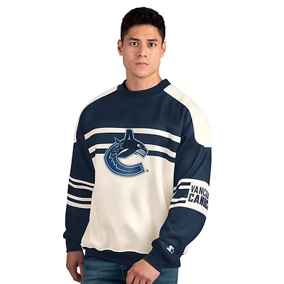 Starter Blue Vancouver Canucks Defense Fleece Crewneck Pullover Sweatshirt