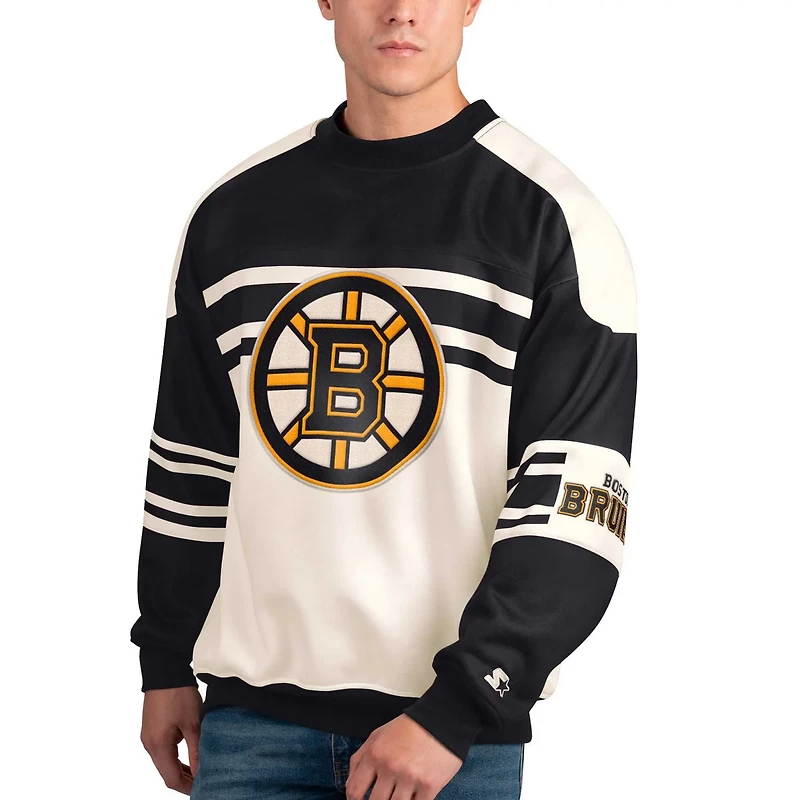 Starter Boston Bruins Defense Fleece Crewneck Pullover Sweatshirt