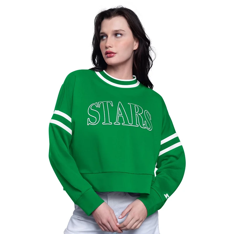 Starter Kelly Dallas Stars Power Play Cropped Pullover Sweatshirt