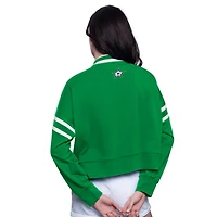 Starter Kelly Dallas Stars Power Play Cropped Pullover Sweatshirt