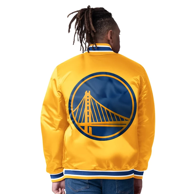 Starter Men's Golden State Warriors Reversible Satin Full Snap Varsity Jacket