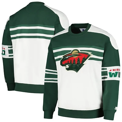 Starter Minnesota Wild Defense Fleece Crewneck Pullover Sweatshirt