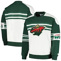Starter Minnesota Wild Defense Fleece Crewneck Pullover Sweatshirt
