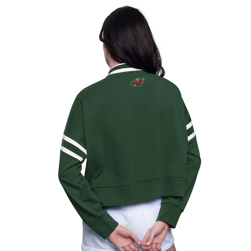 Starter Minnesota Wild Power Play Cropped Pullover Sweatshirt