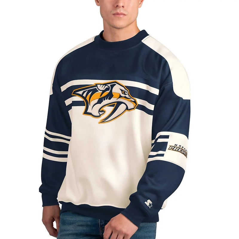 Starter Nashville Predators Defense Fleece Crewneck Pullover Sweatshirt