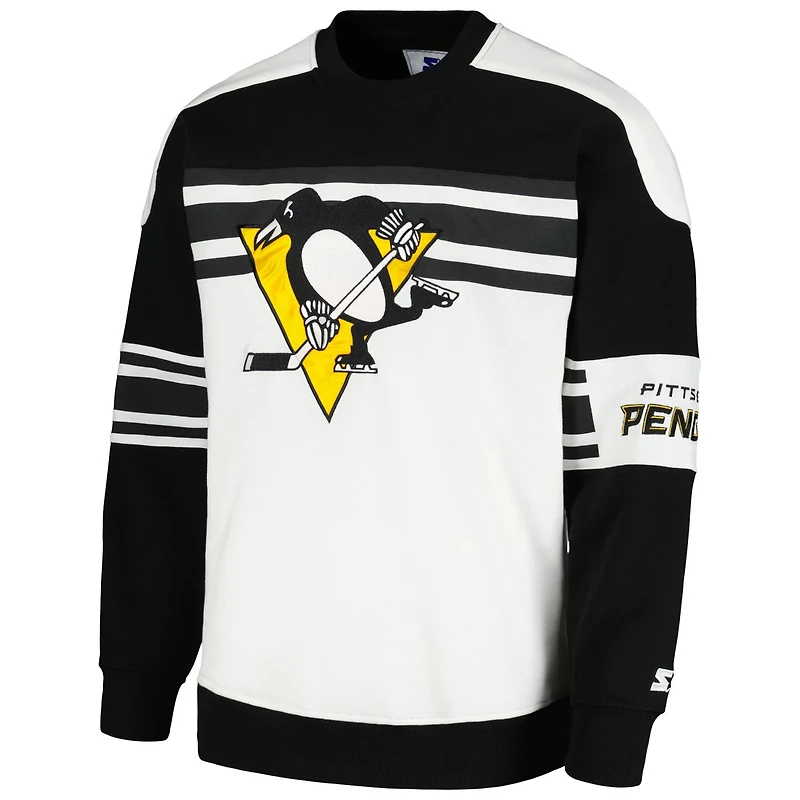Starter Pittsburgh Penguins Defense Fleece Crewneck Pullover Sweatshirt