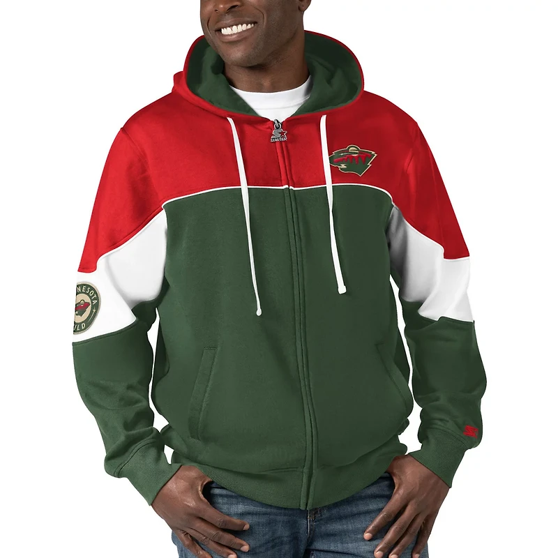 Starter Red Minnesota Wild Power Forward Full-Zip Hoodie