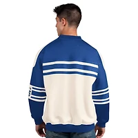 Starter Royal Edmonton Oilers Defense Fleece Crewneck Pullover Sweatshirt