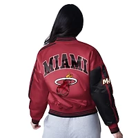 Starter Women's Miami Heat Zone Blitz Cropped Full Snap Satin Jacket