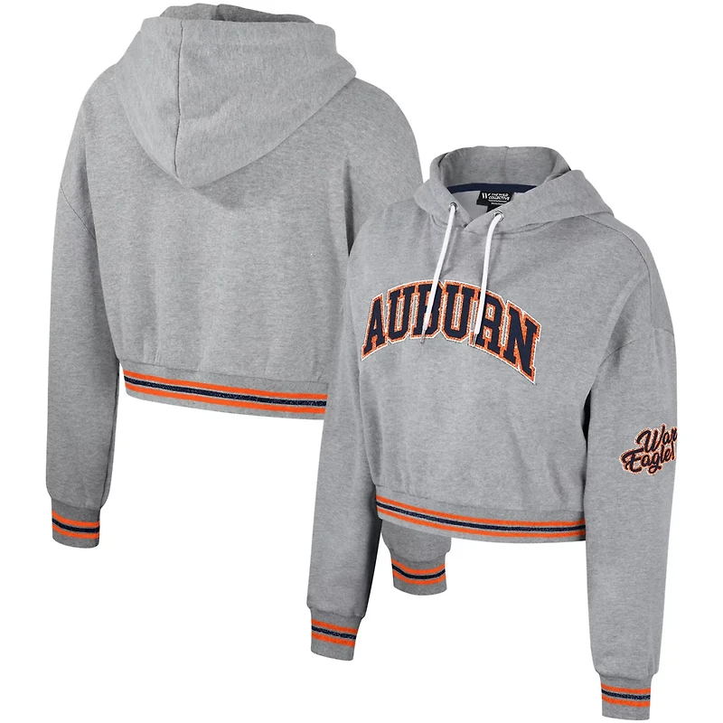 The Wild Collective Auburn Tigers Cropped Shimmer Pullover Hoodie