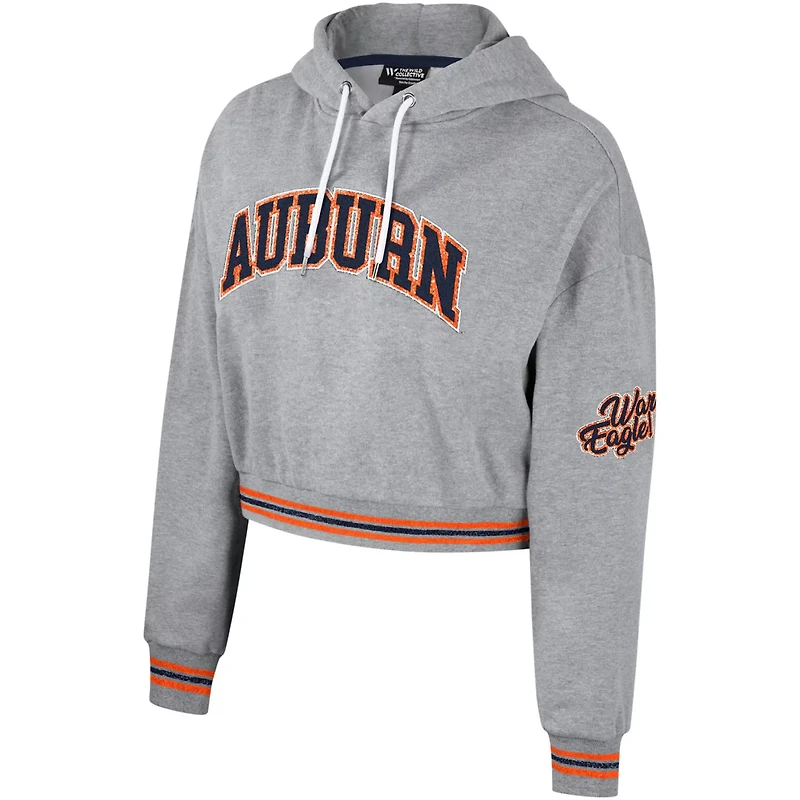 The Wild Collective Auburn Tigers Cropped Shimmer Pullover Hoodie