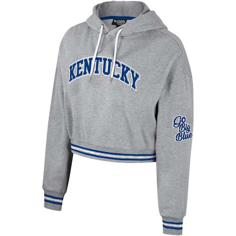 The Wild Collective Kentucky Wildcats Cropped Shimmer Pullover Hoodie