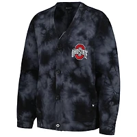 The Wild Collective Ohio State Buckeyes Jeweled Tie-Dye Button-Up V-Neck Sweater