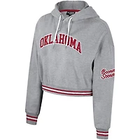 The Wild Collective Oklahoma Sooners Cropped Shimmer Pullover Hoodie