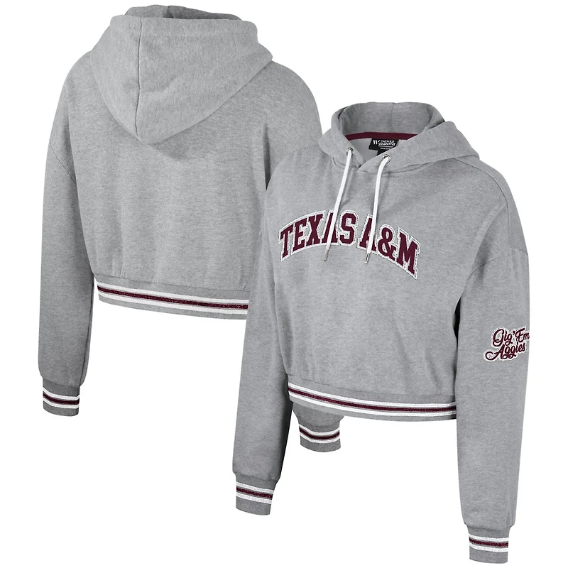 The Wild Collective Texas AM Aggies Cropped Shimmer Pullover Hoodie