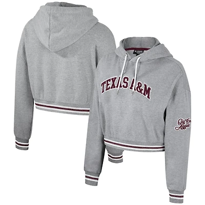 The Wild Collective Texas AM Aggies Cropped Shimmer Pullover Hoodie