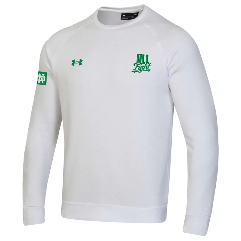 Under Armour Notre Dame Fighting Irish 2024 Irish Wear Green All Fight Rival Fleece Pullover Sweatshirt