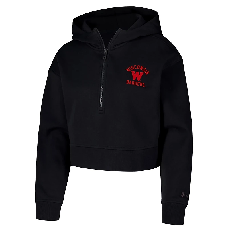 Under Armour Wisconsin Badgers Inline Modest Cropped Half-Zip Hoodie