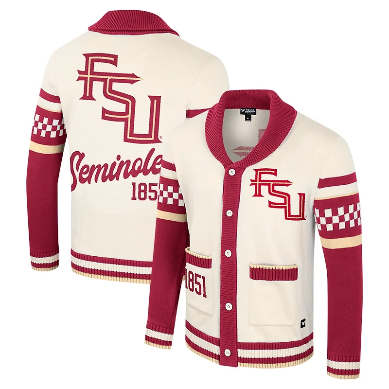 Unisex Colosseum Florida State Seminoles Wild Collective Button-Up Jacquard Sweater