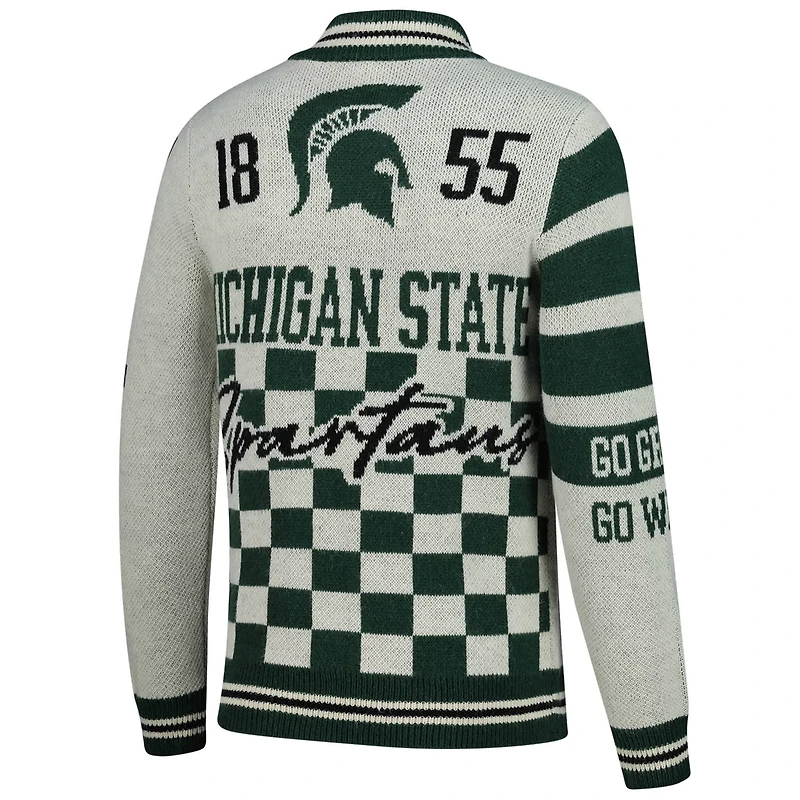 Unisex Colosseum Michigan State Spartans Wild Collective Button-Up Jacquard Sweater