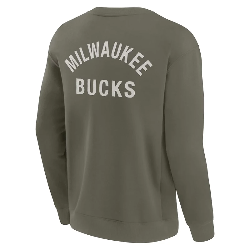 Unisex Fanatics Milwaukee Bucks Super Soft Pullover Crew Sweatshirt
