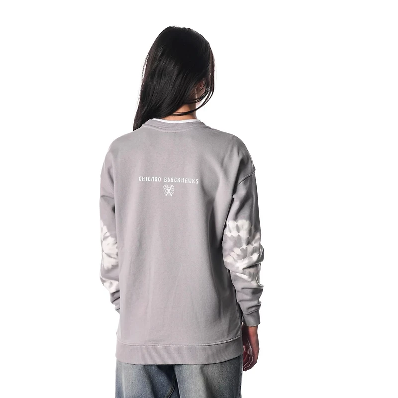 Unisex The Wild Collective Chicago Blackhawks Tie-Dye Double Collar Pullover Sweatshirt