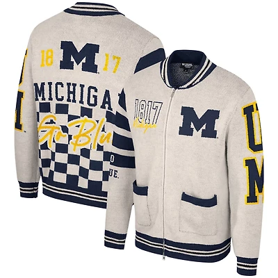 Unisex The Wild Collective Michigan Wolverines Button-Up Jacquard Sweater