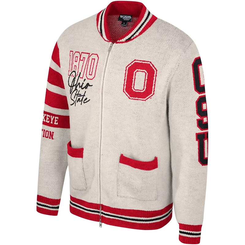 Unisex The Wild Collective Ohio State Buckeyes Button-Up Jacquard Sweater