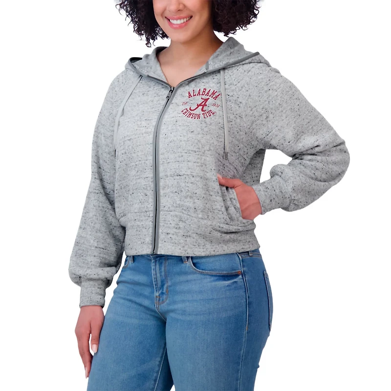 Wear by Erin Andrews Alabama Crimson Tide Speckle Double-Hit Raglan Full-Zip Hoodie