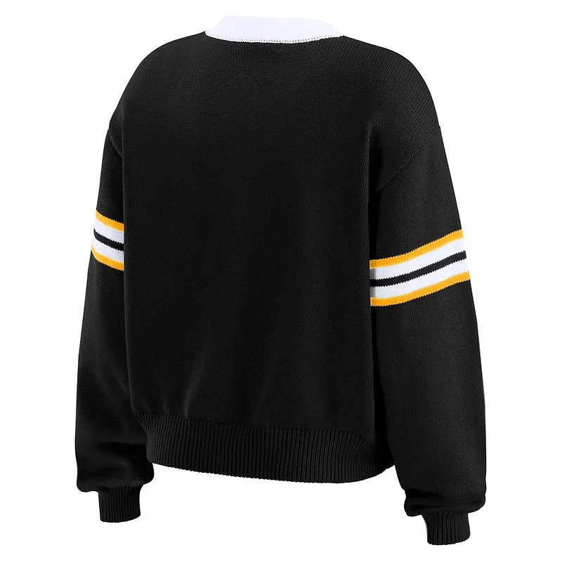 WEAR by Erin Andrews Boston Bruins Cropped Lace-Up Sweater