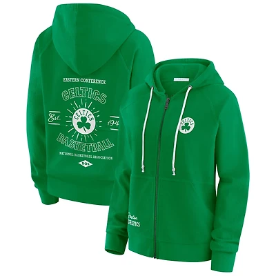 WEAR by Erin Andrews Boston Celtics Vintage Full-Zip Raglan Hoodie