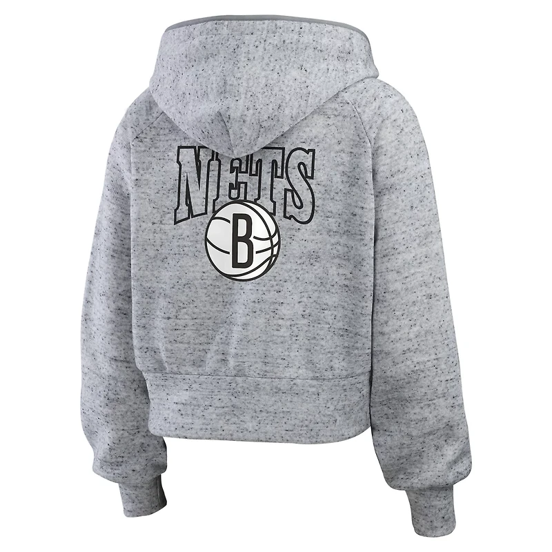 WEAR by Erin Andrews Brooklyn Nets Speckled Radiator Full-Zip Hoodie