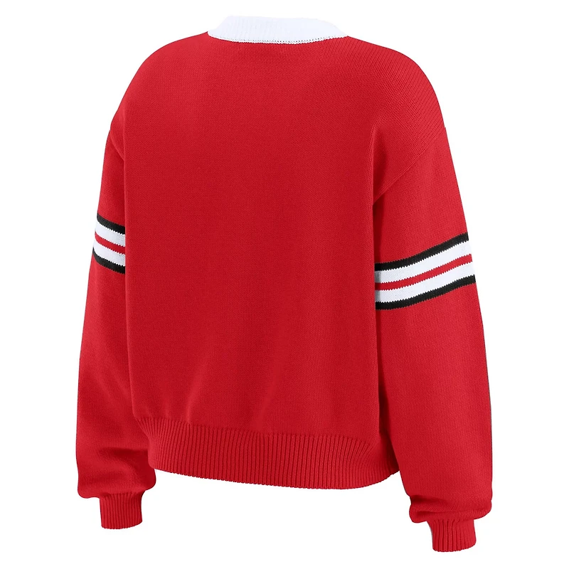 WEAR by Erin Andrews Chicago Blackhawks Cropped Lace-Up Sweater